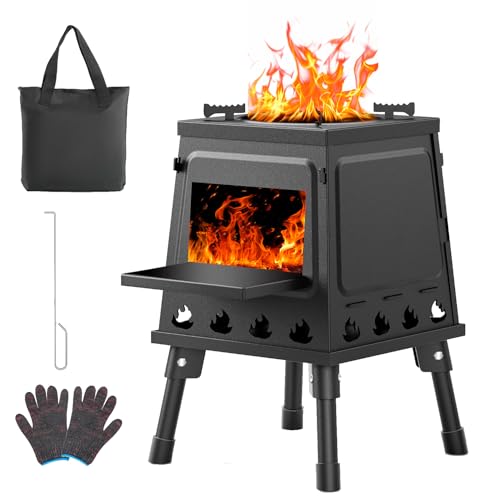 GVUHR Portable Wood Burning Stove - Lightweight Cast Iron Camp Stove for Backpacking，A Small Size 8.9in * 8.9in * 8.7in Ba...