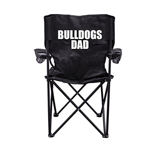 VictoryStore Outdoor Camping Chair - Bulldogs Dad Black Folding Camping Chair with Carry Bag