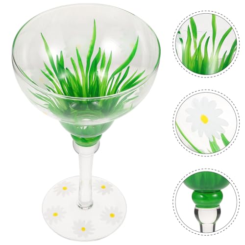 GLEAVI Hand-painted Daisy Margarita Glasses, Delicate Cocktail Wine Cups, Crystal Glassware for Party Supplies, Wear-resis...