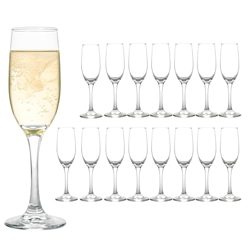 HAKEEMI Elegant Champagne Flutes Set of 16 Champagne Glasses for Wedding or Christmas, 6 oz Ideal for Sparkling Wine - Dis...