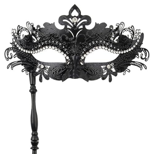 Hoshin Masquerade Mask with Stick, Mardi Gras Deecorations Venetian Masks for Womens