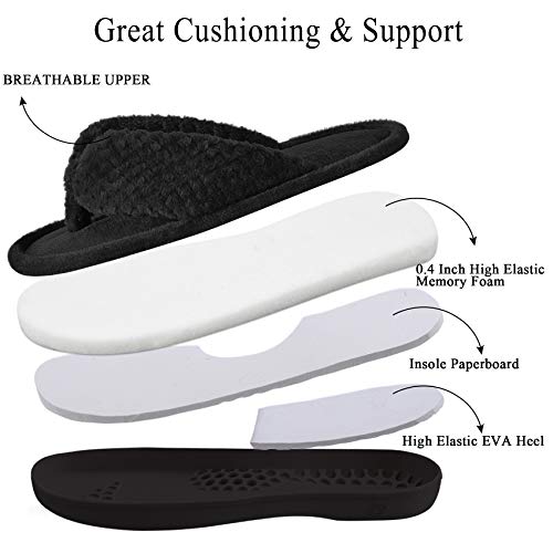 DL Women's Flip Flop Memory Foam Slippers with Cozy Terry Lining Soft Thong Slippers Slip on House Shoes with Indoor Outdo...