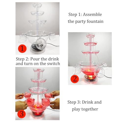 Electric Stainless Steel Champagne Fountain,3-Layer Red Wine/Juice Fountain Machine,Stainless Steel Electric Commercial Re...