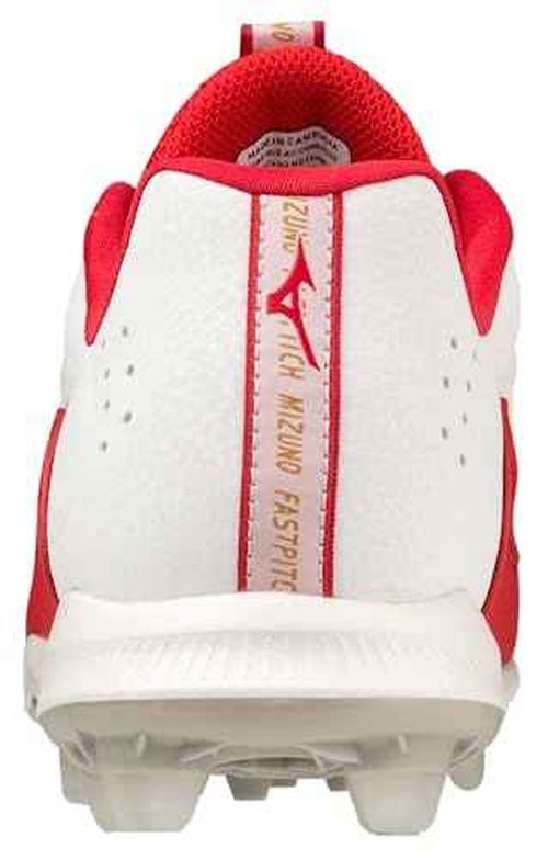 Mizuno Women's Finch Elite 6 Low TPU Softball Cleat, White/Red, 9