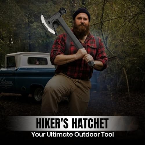 Rite Edge 17.5-Inch Hiker's Hatchet – Multi-Tool Axe with Hidden Saw, Fire Starter, Hammer, and Nylon Fiber Handle – Inclu...