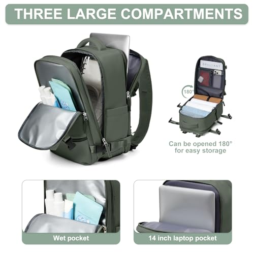 suwasp Travel Backpack Simple Durable Carry On Backpack with Shoe Compartment, Personal Item Travel Bag Flight Approved, W...