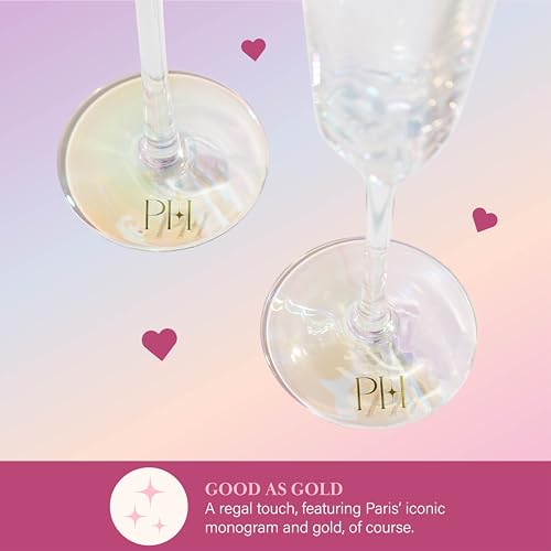 Paris Hilton Heart Shaped Champagne Flute Gift Set, Elegant Handmade Glassware Set, Perfect for Celebrations, Weddings or ...