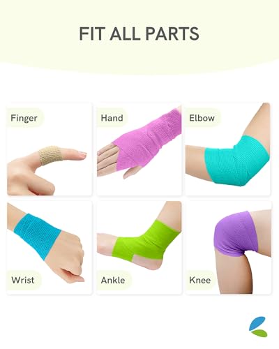 FriCARE Self Adhesive Bandage Wrap, Medical Tape in First Aid Kit, Cohesive Bandages for Wounds Sport Vet, 2 Inches X 5 Ya...