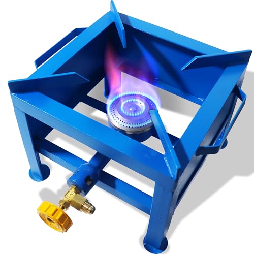 Sonret Single Burner Propane Stove - with Hose & Adjustable 0-20 Psi Regulator - High BTU Propane Burner - Square Portable...