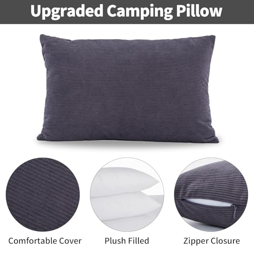 MOON LENCE Camping Pillows 2 Pack, Compressible Camp Pillow with Washable Cover & Carry Bag, Plush Filled Backpacking Pill...