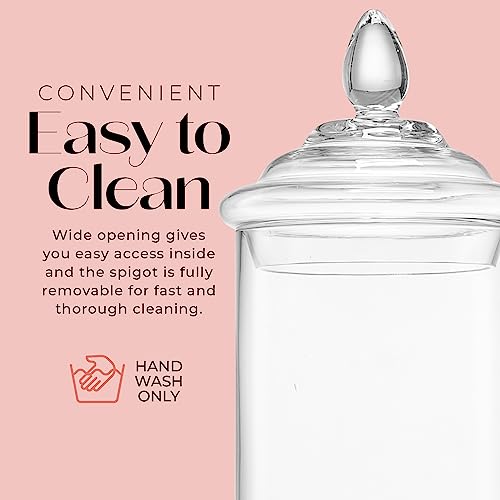 Fifth Avenue Crystal Beverage Dispenser for Countertop - 1 Gallon Large Glass Drink Dispenser w/Spigot & Lid - Party Drink...