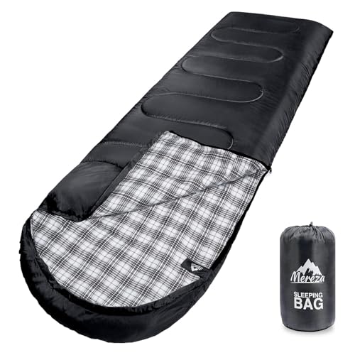 MEREZA Flannel Sleeping Bag for Adults XL, Large Wide Sleeping Bags for Camping Mens Warm Cotton Sleeping Bag 4 Season War...
