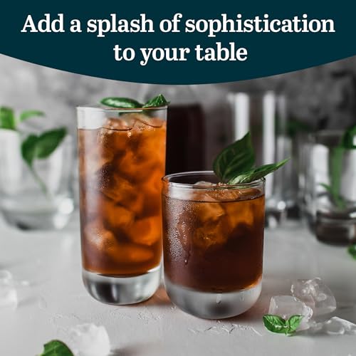 Libbey Drinking Glasses Polaris Tumbler and Rocks Set of 16, Clear, Sturdy Drinkware Glasses Set, Kitchen Glassware for Co...
