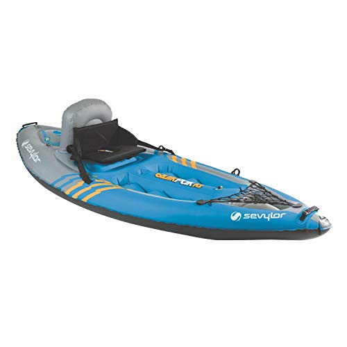 Sevylor QuickPak K1 1-Person Inflatable Kayak, Kayak Folds into Backpack with 5-Minute Setup, 21-Gauge PVC Construction; H...
