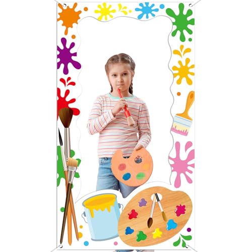 Art Paint Party Birthday Decorations Art Painting Photo Booth Props Colorful Paint Splatter Backdrop Banner Artist Theme P...