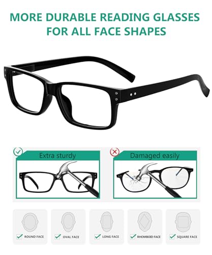 Eyekepper Vintage Reading Glasses for Men - 5 Pack Spring Hinges Classic Readers