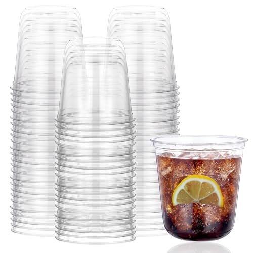 Limbeuuu 100 Pcs Plastic Stemless Wine Glasses Disposable Plastic Wine Glasses for Parties Weddings Birthdays Cocktail (Cl...
