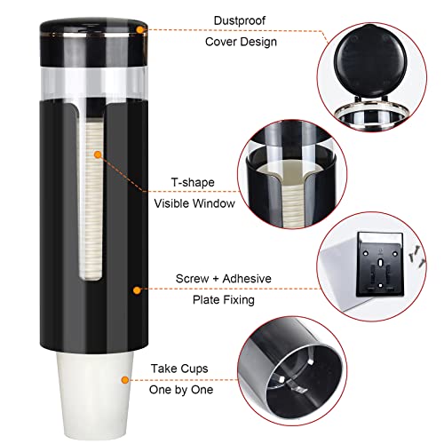 Cup Dispenser, Pull Type Water Cooler Cup Holder Fit 4oz-7oz Disposable Cups, Upgraded Wall Mounted Mouthwash Cup Dispense...