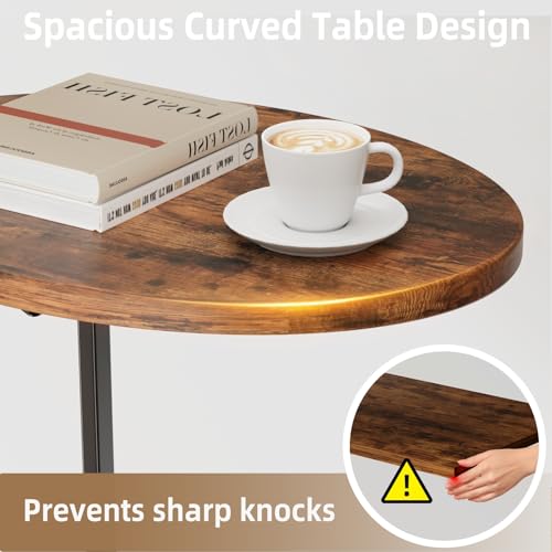 Elbourn Folding Side Table End Couch Tables,Metal Frame C-Shaped TV Stand for Sofa Living Bedroom Bedside Coffee Small Spa...