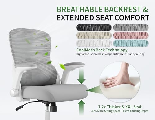 Veratric Ergonomic Office Chair: 400LBS Office Computer Desk Chair with High Back Mesh and Adjustable Lumbar Support Rolli...