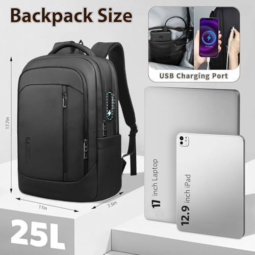 17 Inch Laptop Backpack for Travel, Business Laptops Backpack with USB Charging Port for Men/Women, Water Resistant Work C...