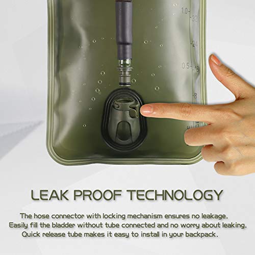 2L Hydration Bladder, BPA Free Water Bladder for Hiking Backpack 2 Liter Military Green Water Storage Bag with Insulated T...