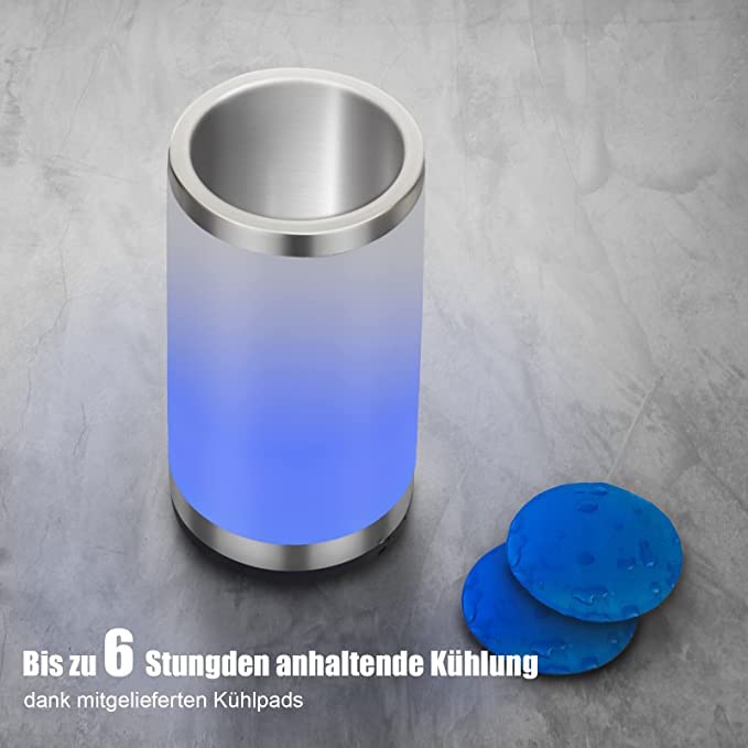 Elrigs Wine Chiller with Rechargeable RGB Touch Lamp| Wine Bottle Cooler Bucket| Double Walled Insulator with 2 Ice Pack f...