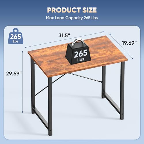 DUMOS 32 in Small Computer Desk for Home Office, Modern Study Work Table Simple Style for Bedroom, Writing Desks with X-Sh...