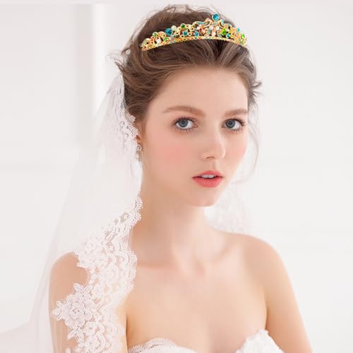 TOBATOBA Rainbow Tiara Crowns for Women Princess Wedding Tiara Queen Crown for Bride Quinceanera 15 años Birthday Bridal P...