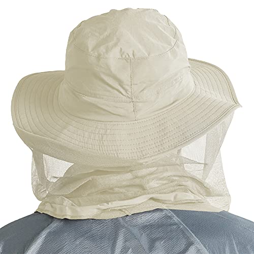 Peicees 2Pcs Head Net Hats for Men Women Adventure Fishing Hat Safari Hat for Hunting Camping Hiking, Beige and Khaki