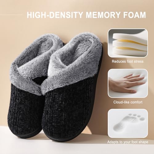 Slippers for Women Fuzzy House Slip on Indoor Outdoor Bedroom Furry Fleece Lined Ladies Comfy Memory Foam Female Home Shoe...