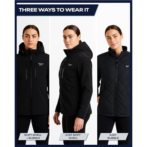 Reebok Womens Ski Jacket - Insulated 3 in 1 Inner Puffer Jacket - Wind and Water Resistant Outerwear Winter Coats for Women