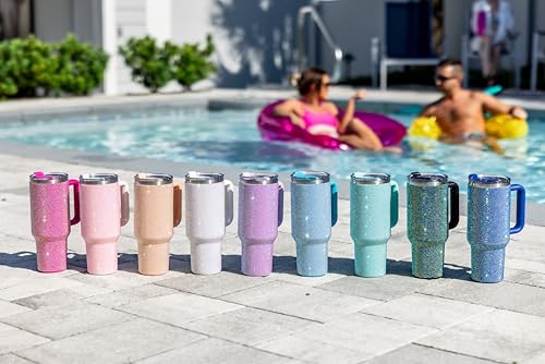 Sip+Sea Grenada 40oz Rhinestone-Encrusted Insulated Tumbler - Premium Bling Stainless Steel Water Bottle with Handle, Doub...