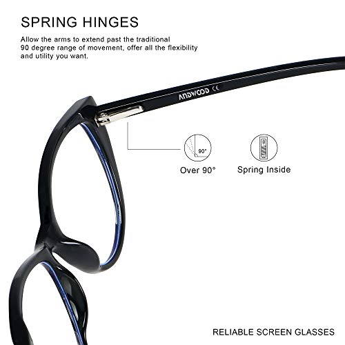 ANDWOOD Blue Light Blocking Glasses Women Bluelight Blocker Computer Cateye Clear Cat Eye Eyeglasses Frame AR003