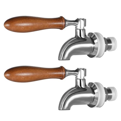 Wongblee 2-Pack Stainless Steel Beverage Dispenser Replacement Spigot for Glass Jar, Water Jug, Fits 5/8 inch Opening, Pol...