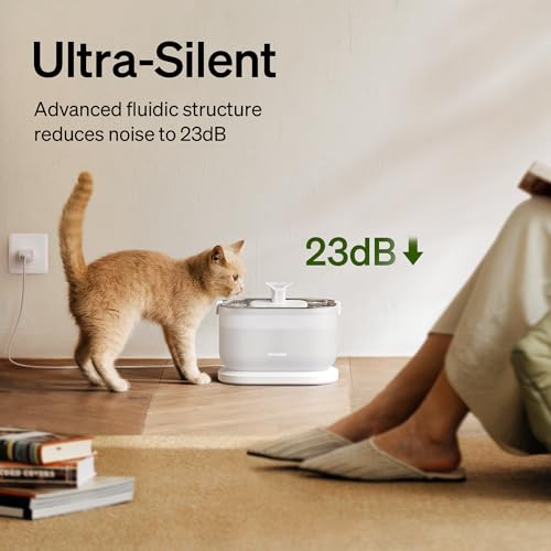 PETLIBRO Cat Water Fountain, Cat Fountain Indoor Stainless Steel Tray, 2.5L/84oz Wireless Pump Pet Water Fountain, Cat Wat...