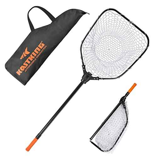 KastKing Brutus Fishing Net, Foldable Extendable Fish Landing Net, Lightweight & Portable Fishing Net with Soft EVA Foam Handle, Holds up to 44lbs/20KG, Fish-Friendly Mesh for a Safe Release