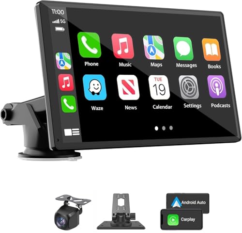 Portable Wireless Carplay Car Stereo, 7" HD Touchscreen for Car with Apple CarPlay & Android Auto with Backup Camera/Mirro...