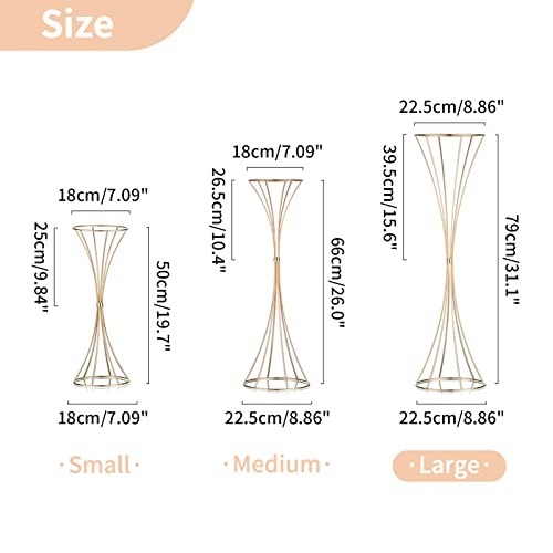 NUPTIO 2 Pcs Gold Vases for Centerpieces, 31.1in Tall Metal Trumpet Vase, Road Lead for Wedding Party Dinner Centerpiece, ...
