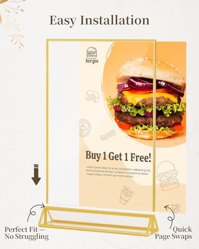 Dynta Acrylic Sign Holder 8.5x11 8pck Clear Table Display Stands Double Sided Table Sign Holders, Menu Holder for Wedding,...