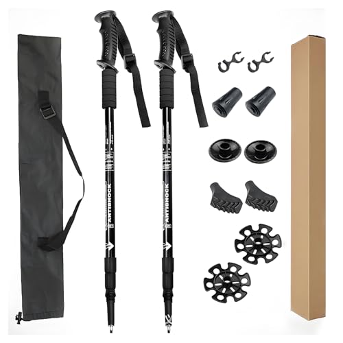 Folding Hiking Poles - 2-Piece Adjustable Trekking Poles, Lightweight Collapsible Walking Stick for Women Men Seniors, Bac...
