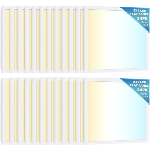 Sunco 24 Pack 2x2 LED Flat Panel Light, Dual Selectable CCT 4000K/5000K/6000K & Selectable Wattage 30W/35W/40W, 5200 Lumen...