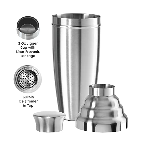 Oggi Jumbo Cocktail Shaker 60 oz - Stainless Steel Construction, Built in Strainer - Ideal Large Cocktail Shaker for Parti...