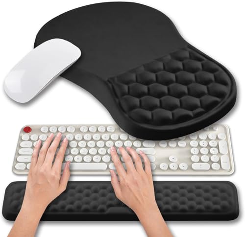 Hokafenle 2 in 1 Ergonomic Mouse Pad Wrist Support & Wrist Rest for Computer Keyboard Set, with Relieve Carpal Tunnel Pain...