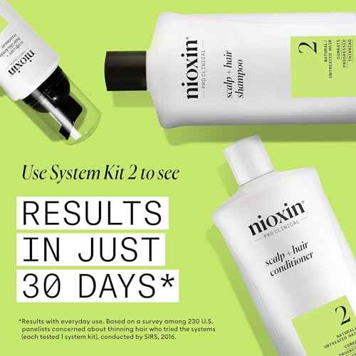 Nioxin System 2 Scalp + Hair Thickening Shampoo for Natural Hair with Progressed Thinning | Cleanse & Boost Hair Density with Niacinamide & Biotin