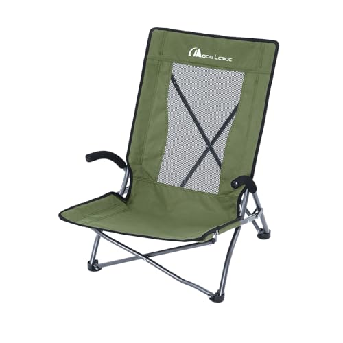 MOON LENCE STY001 Outdoor Chair, Low Chair, High Back, Load Capacity 286.7 lbs (130 kg), Camping Chair, Foldable, Easy Ins...