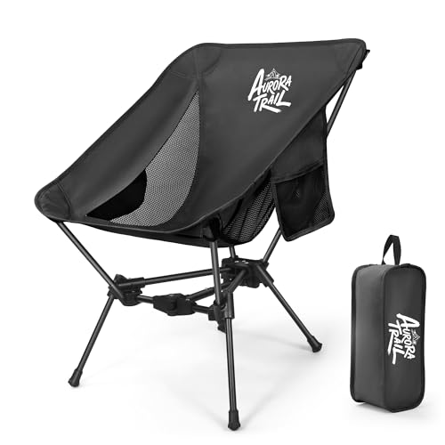 AuroraTrail Ultralight Backpacking Camping Chair – Only 2.7 lb, Supports 330 lb, Compact Folding Outdoor Seat with Carry B...
