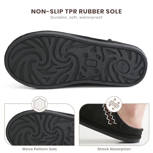 Parlovable Memory Foam Slippers for Women Men - Suede Furry Lining Warm Mules Indoor Outdoor Short Ankle House Shoes