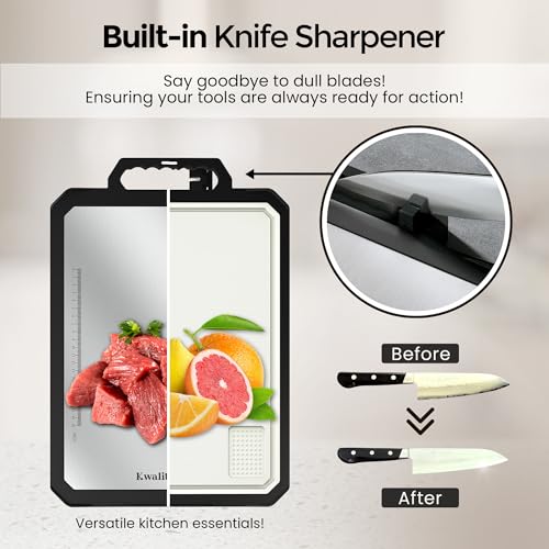 Double-sided Stainless steel cutting board with knife sharpener & stand -17x12" Stainless steel cutting boards for kitchen...