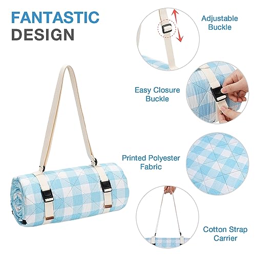WILLOW WEAVE Picnic Blanket, 80''x80'' Waterproof Outdoor Blankets, Picnic Mat Washable for Beach, Picnic Blankets for Cam...